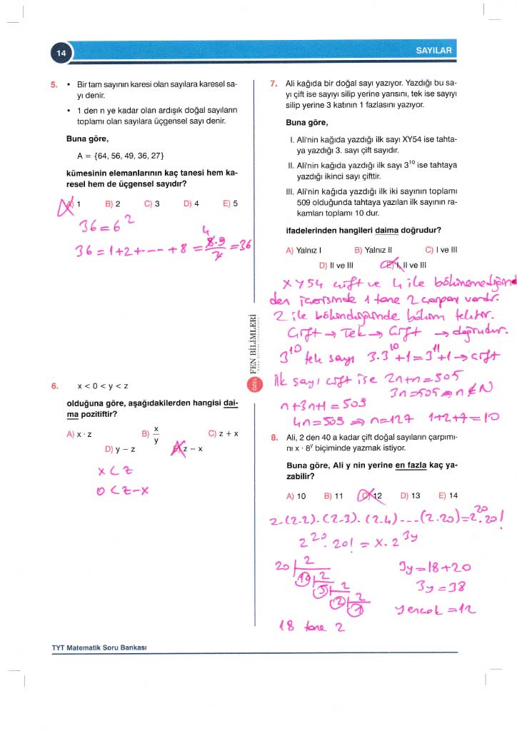 TYT-AYT Matematik Konu Anlatımlı Çözümleri - 0014