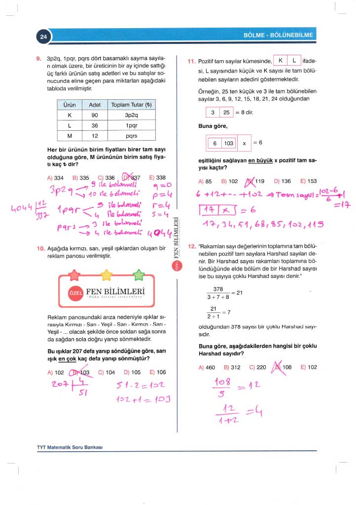 TYT-AYT Matematik Konu Anlatımlı Çözümleri - 0024